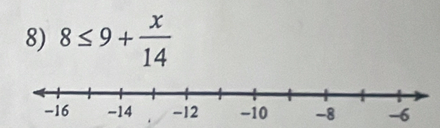 8≤ 9+ x/14 