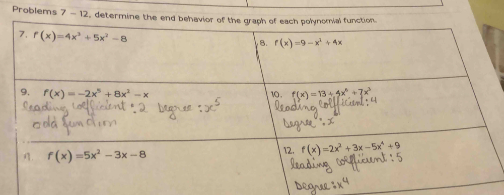 Problems 7 - 12, dete