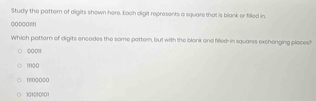 Solved: Study the pattern of digits shown here. Each digit represents a ...