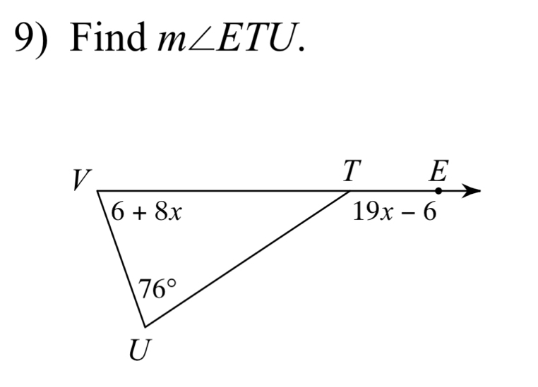 Find m∠ ETU.