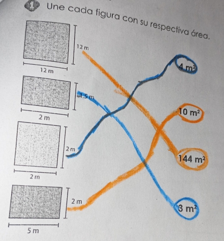 Une cada figura con su respectiva área.
5m