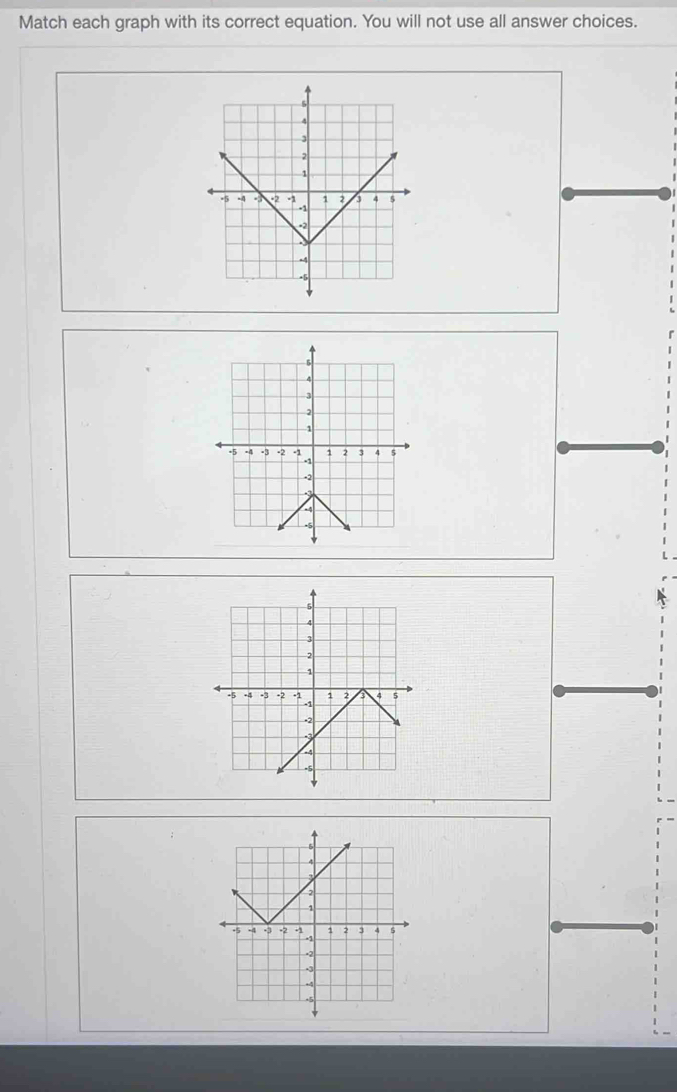 Match each graph with its correct equation. You will not use all answer choices.