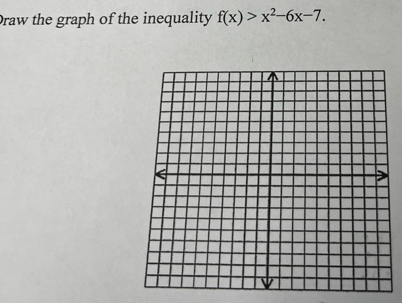 Draw the graph of the inequality f(x)>x^2-6x-7.