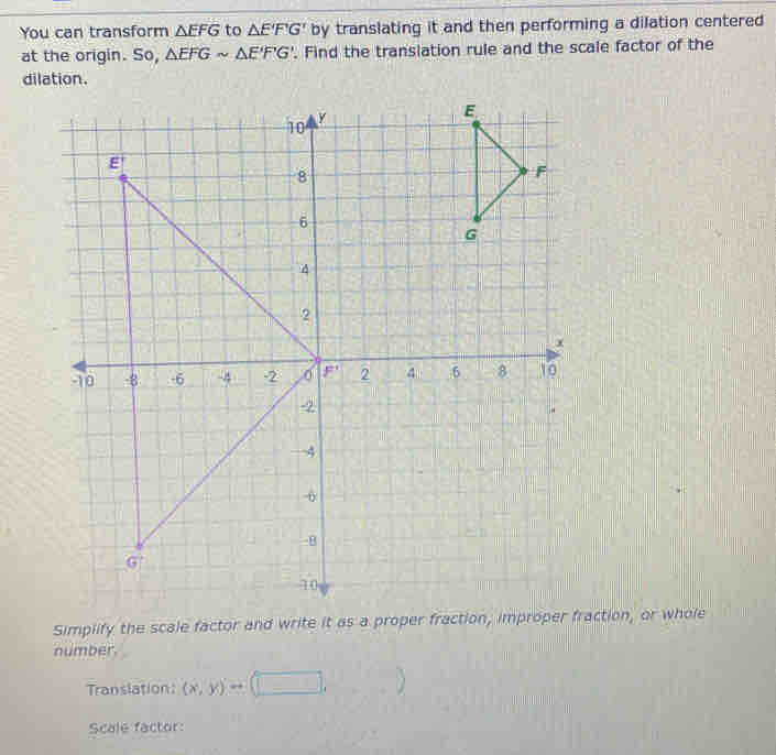 You can transform EFG to E'F'G' by translating it and then performing a ...