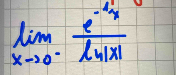 limlimits _xto 0^-frac e^(-4^+1)xln |x