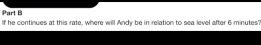 If he continues at this rate, where will Andy be in relation to sea level after 6 minutes?