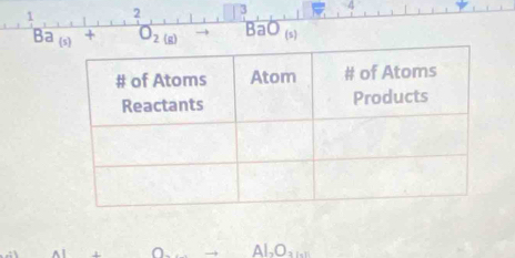 2 
4
Ba_(s + O_2(g) BaO (s) 
Al O