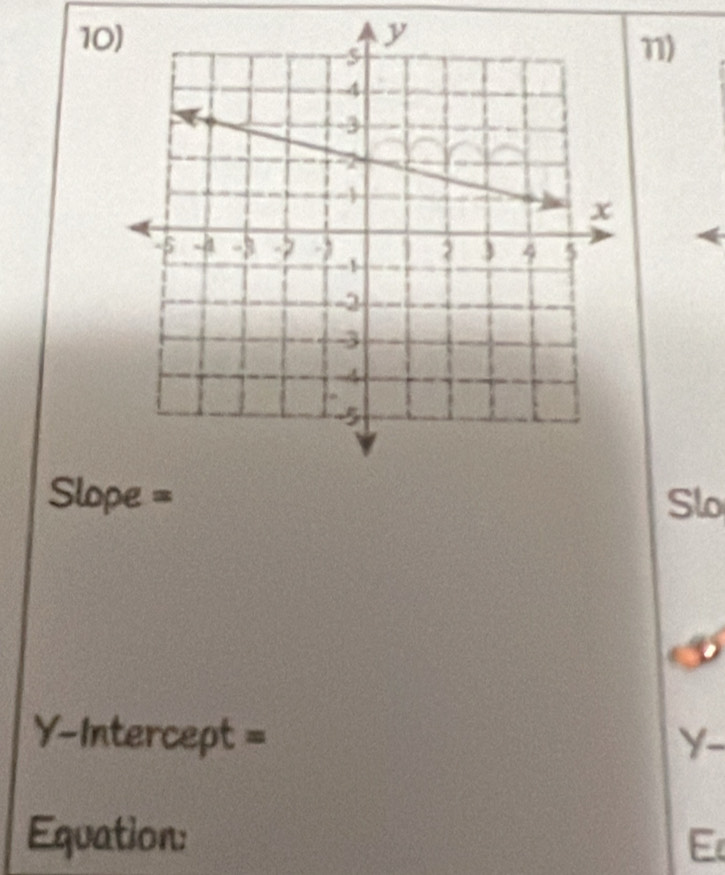 Slope = Slo
Y-Intercept = Y - 
Equation: E