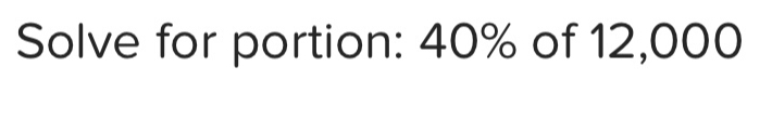 Solve for portion: 40% of 12,000