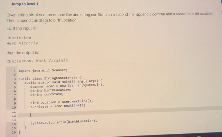 Solved: Jump to level 1 Given string birthLocation on one line and ...