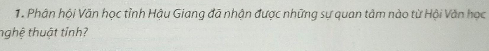 Phân hội Văn học tỉnh Hậu Giang đã nhận được những sự quan tâm nào từ Hội Văn học 
nghệ thuật tỉnh?