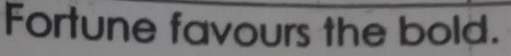 Fortune favours the bold.