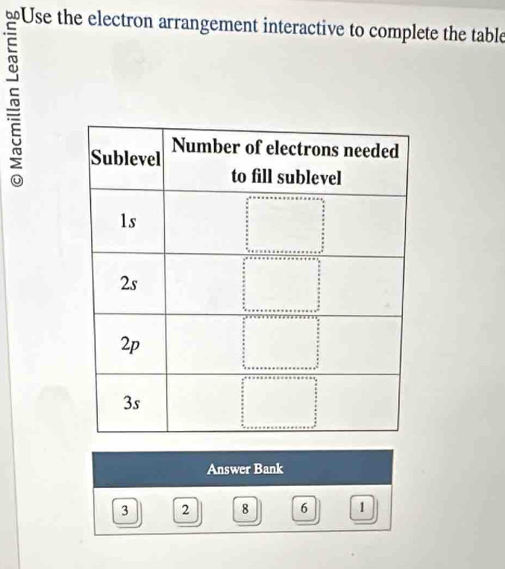 Answer Bank
3 2 8 6 1