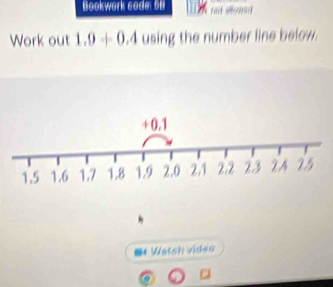 Bookwork code: BB 
Work out 1.9+0.4 using the number line below. 
■* Watsh vides