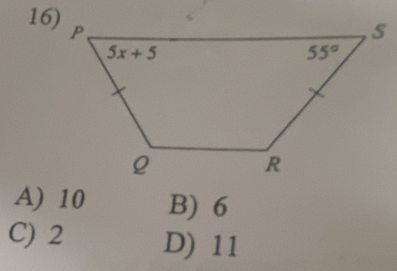 A) 10 B) 6
C) 2
D) 11