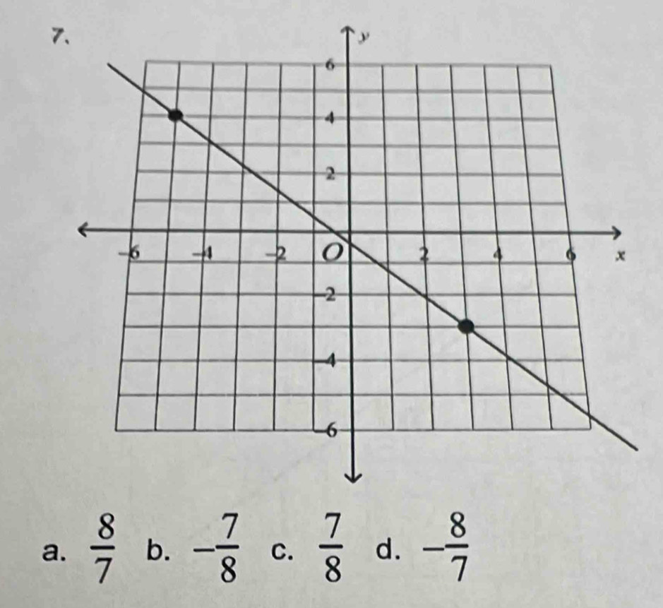 a.  8/7  b. - 7/8  C.  7/8  d. - 8/7 