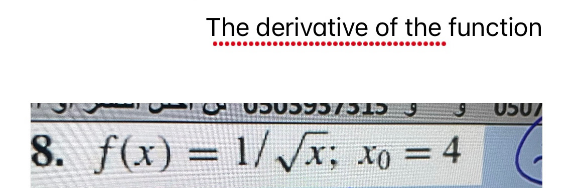 The derivative of the function