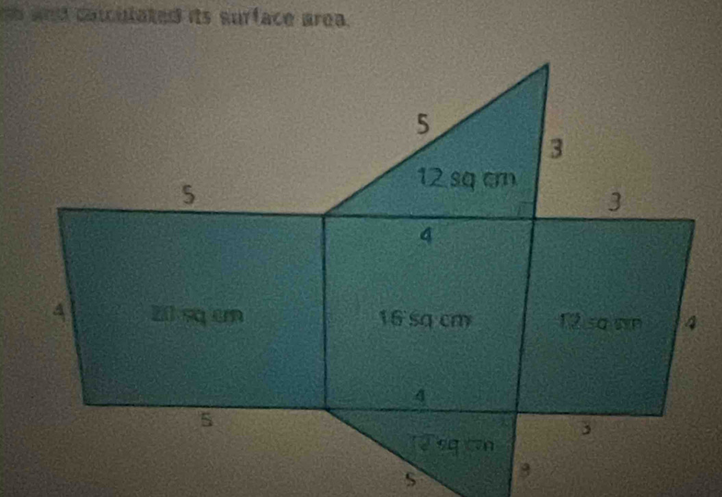 a and canculated its surface area.