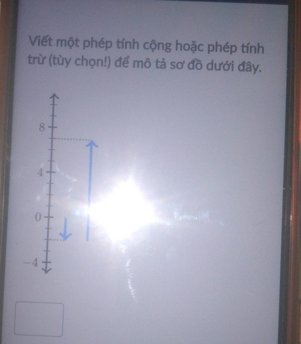 Viết một phép tính cộng hoặc phép tính
trừ (tùy chọn!) để mô tả sơ đồ dưới đây.
8
4
0
-4