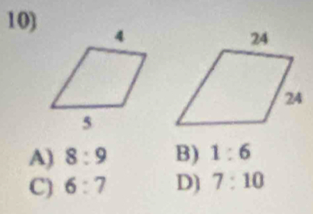 A) 8:9 B) 1:6
C) 6:7 D) 7:10