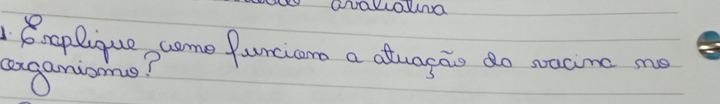 Emplique come funciann a atuagao do sacine me 
aaganiom?