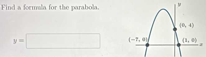 Find a formula for the parabola.
y=□