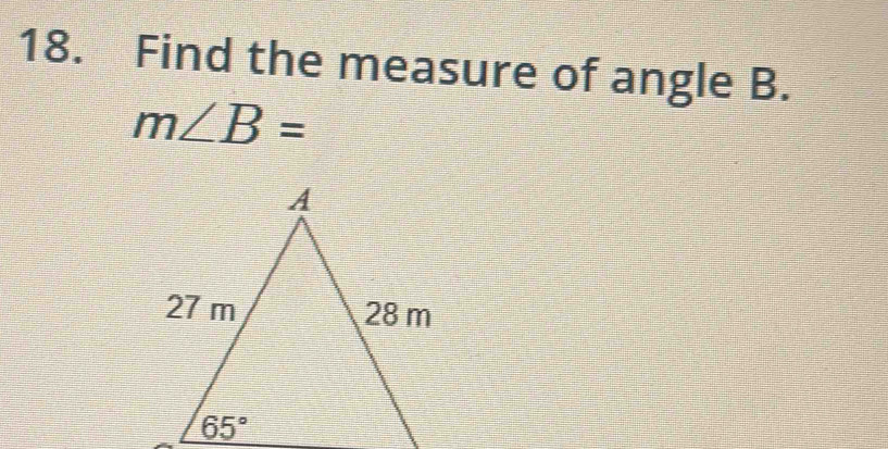 Find the measure of angle B.
m∠ B=