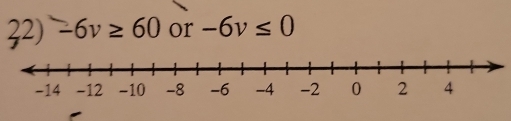 -6v≥ 60 or -6v≤ 0