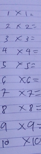 1* 1=
2* 2=
3* 3=
4* 4=
5* 5=
C * 6=
f * 7=
8* 8=
9 * 9=
10* 10