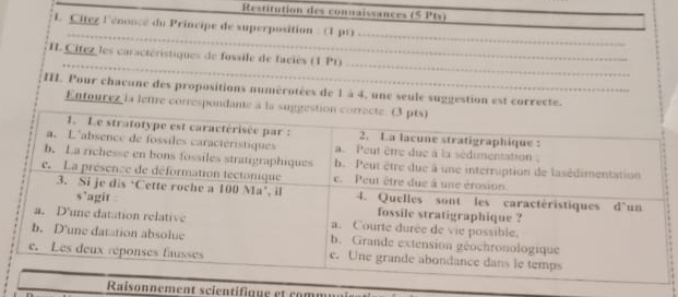 Restitution des connaissances (5 
_ 
onnement scientique et e