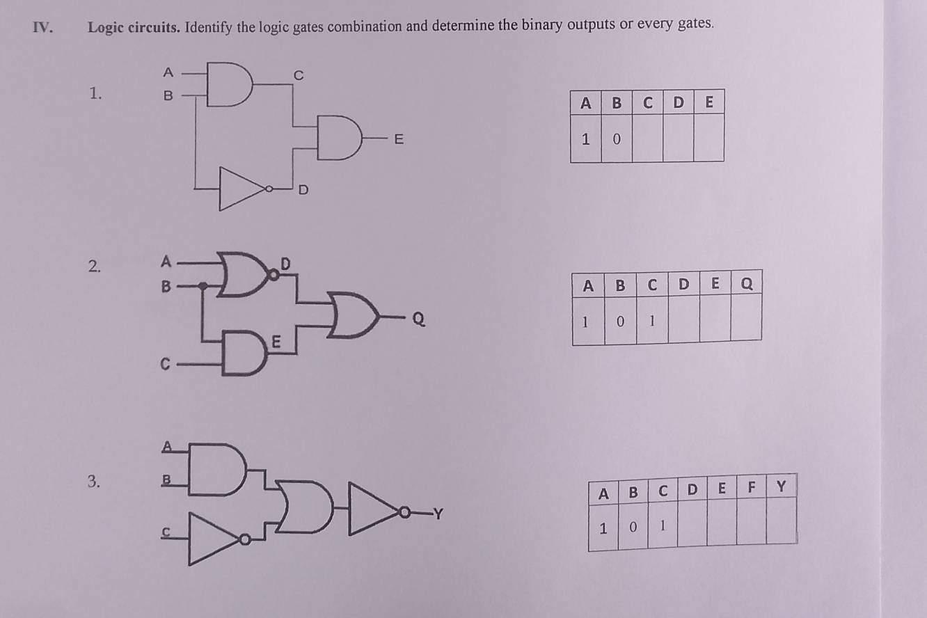 Solved: Logic circuits. Identify the logic gates combination and ...