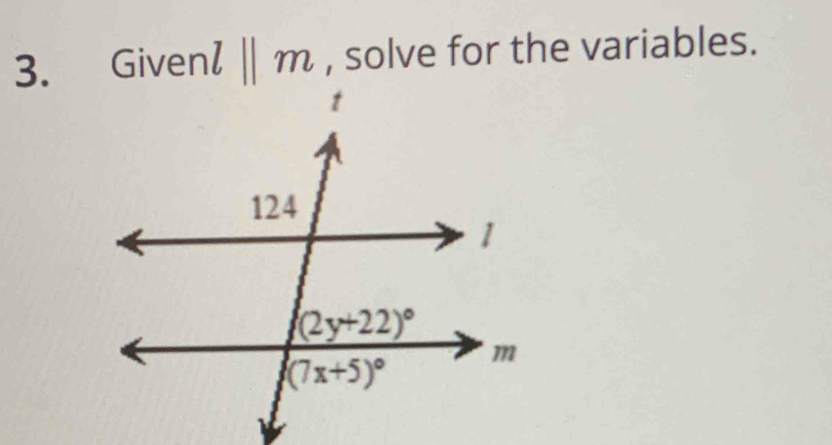 Gi venl||m , solve for the variables.