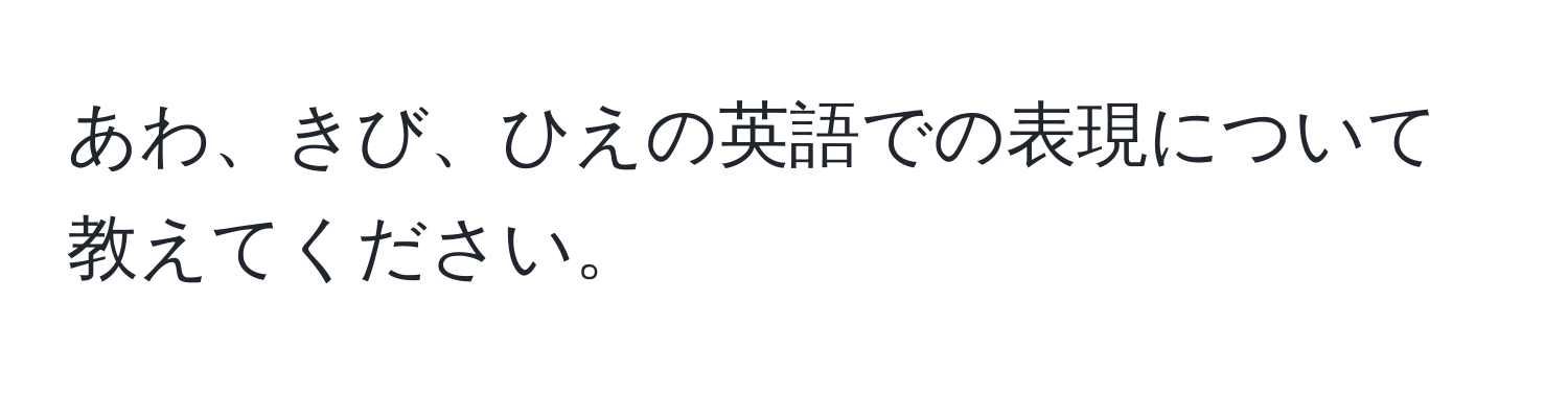 あわ、きび、ひえの英語での表現について教えてください。