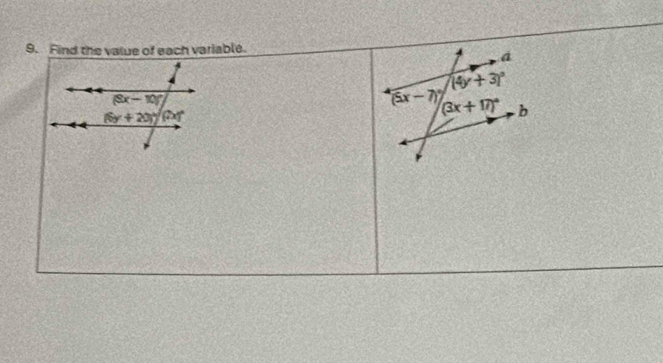 Find the value of each variable.