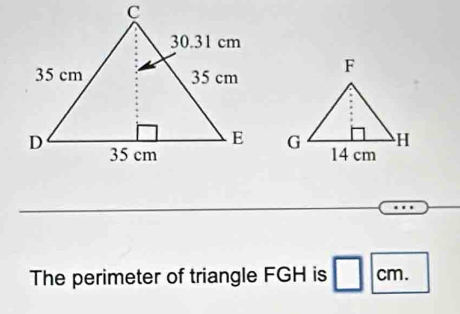 The perimeter of triangle FGH is □ CII