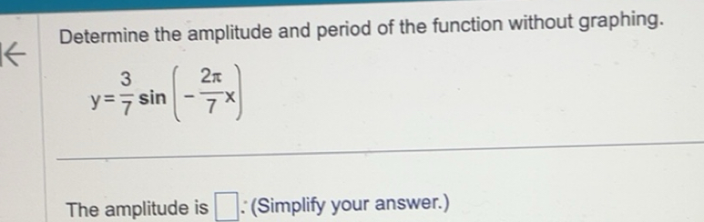 Solved: Determine the amplitude and period of the function without ...