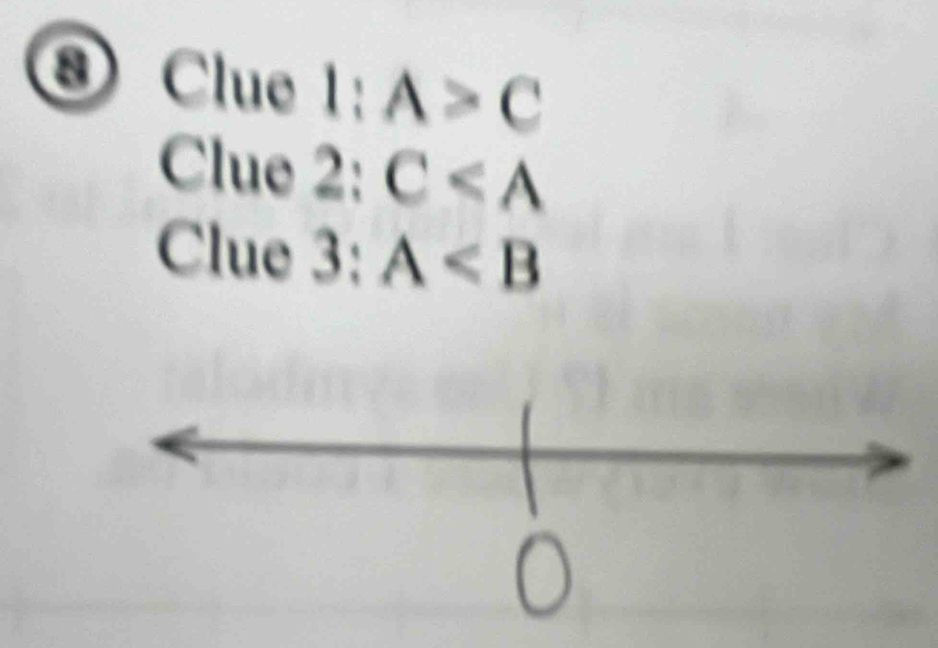 ⑧ Clue l:A>C
Clue P I :C
Clue 3: A