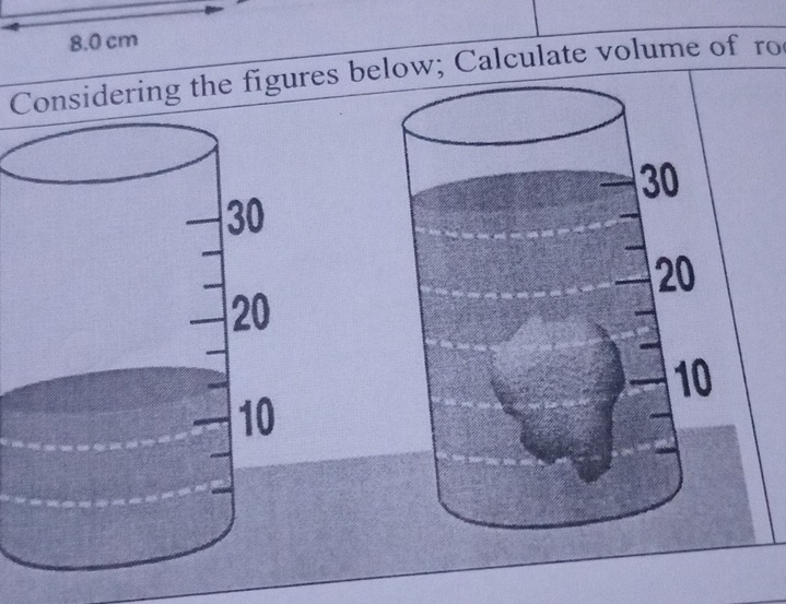 8.0 cm
Considering the figures below; Calculate volume of ro