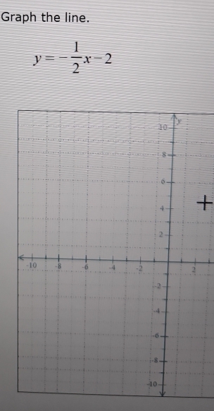 Graph the line.
y=- 1/2 x-2
+