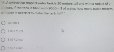 Solved: A cylindrical shaped water tank is 20 meters tall and with a ...
