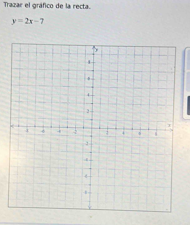 Trazar el gráfico de la recta.
y=2x-7