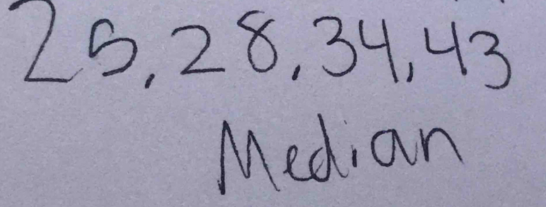 25, 28, 34 1 13
Median