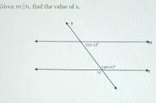 Given m□ n , find the value of x.