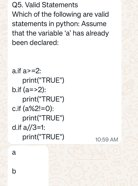 Solved: Valid Statements Which of the following are valid statements in ...