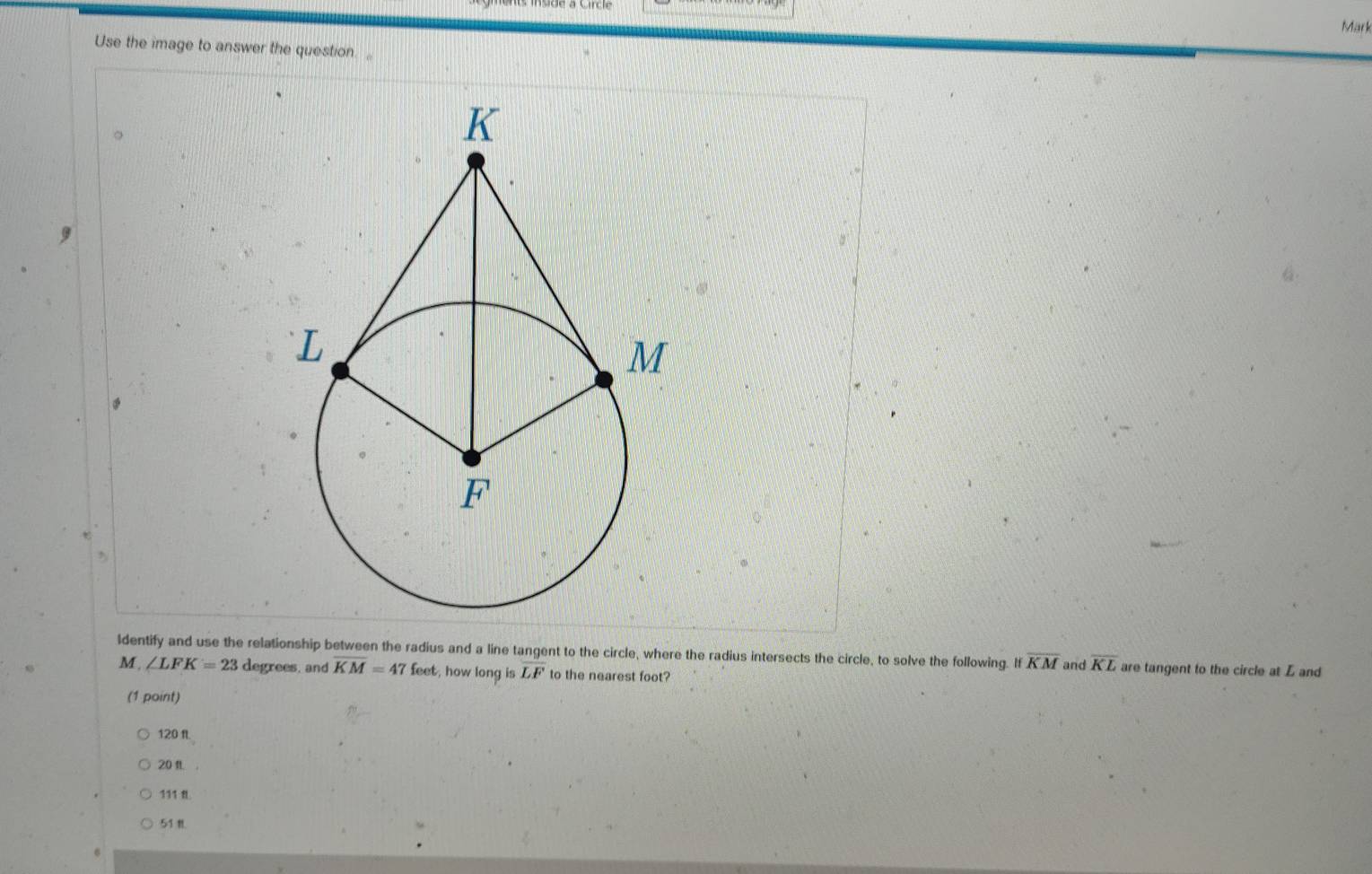 Solved: Mark Use the image to answer the question. ldentify and use the ...