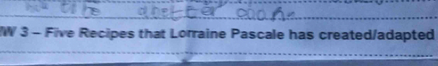 3 - Five Recipes that Lorraine Pascale has created/adapted