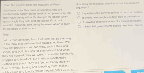 Solved: Read the excerpt from The Republic by Plato. How does the ...