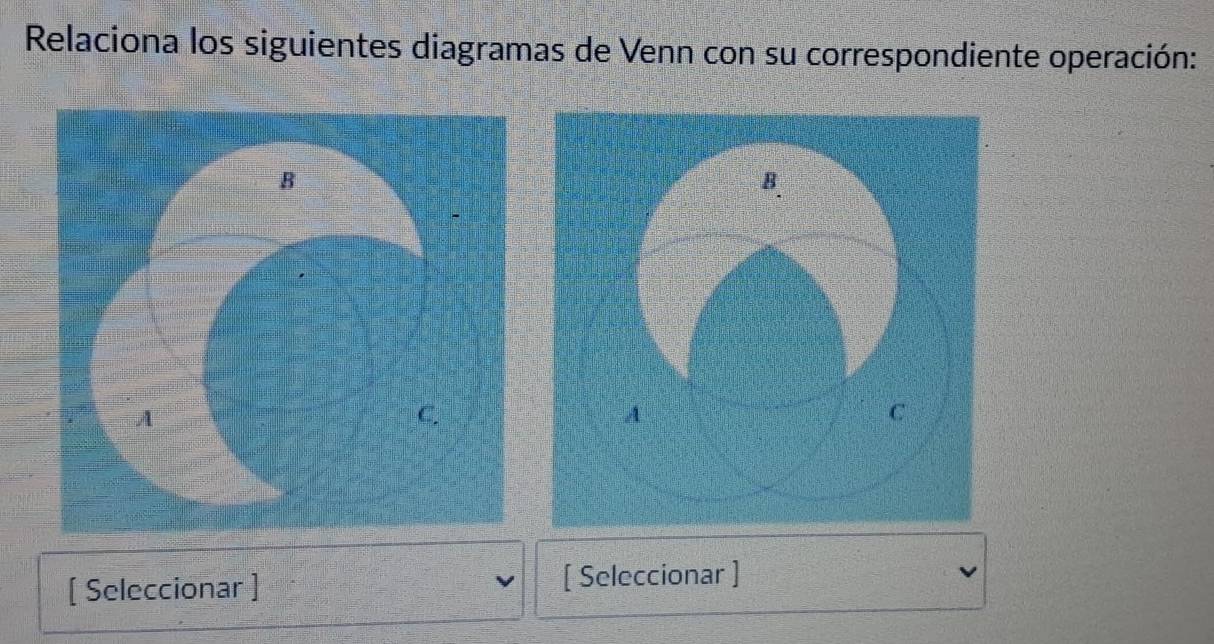Resuelto:Relaciona los siguientes diagramas de Venn con su