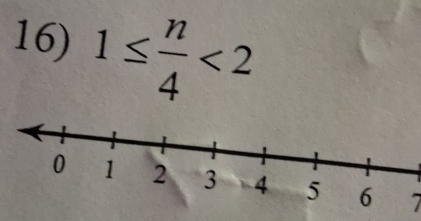 1≤  n/4 <2</tex> 
7