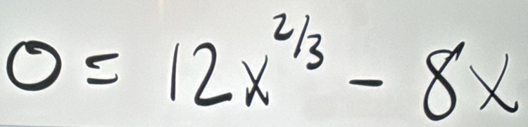 0=12x^(2/3)-8x